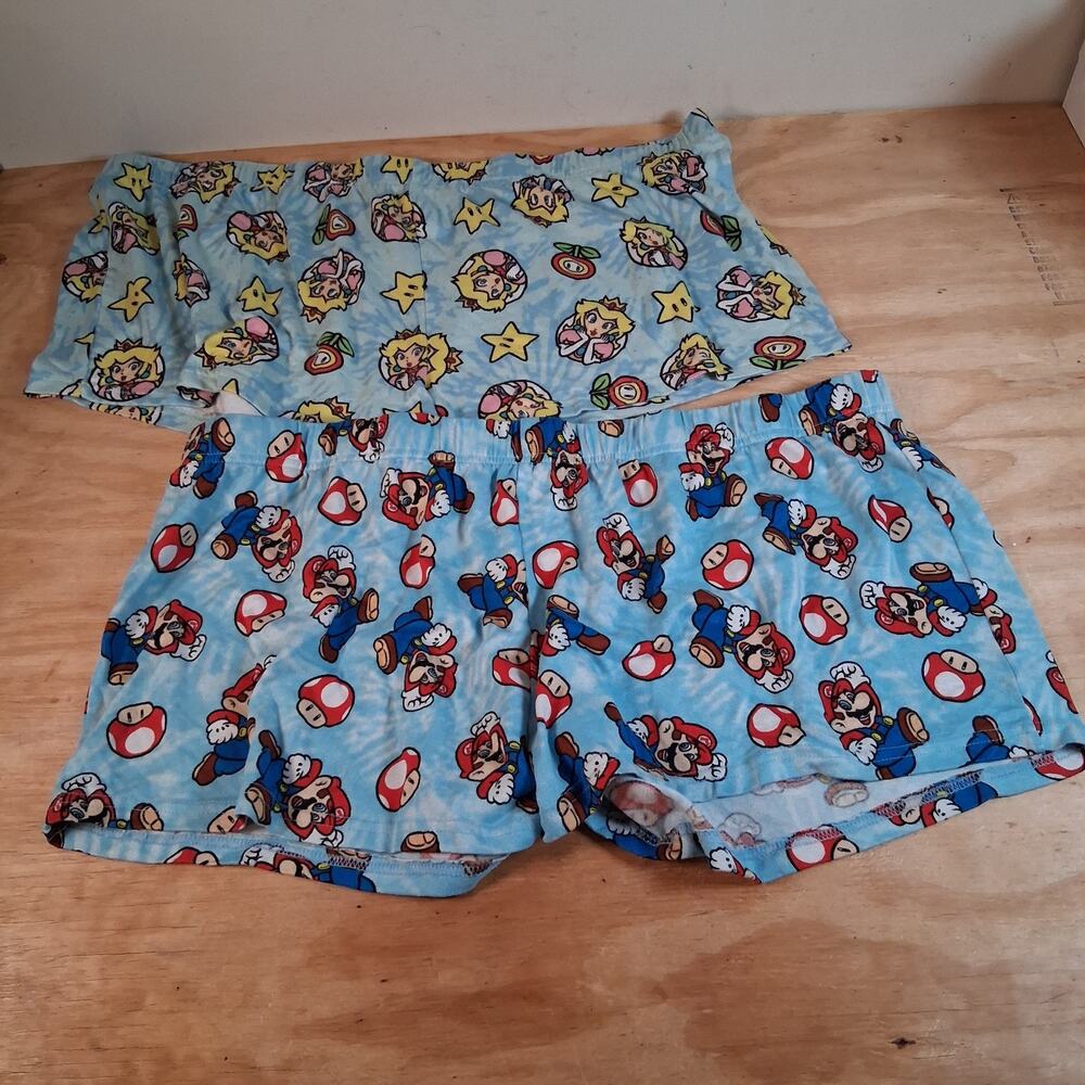 Super Mario Womens Pajama Shorts Sz 2XL Lot Of 2 Sleepwear Mario Peach Blue